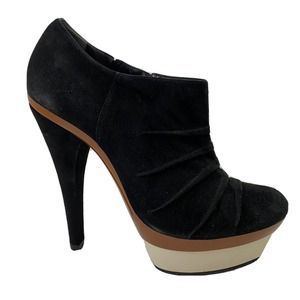 Barbara Bui Platform Pump Boot Bootie Black Platform Pleated Slim Heel Z…